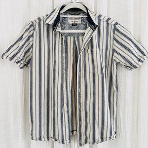 Cody James Authentic Western Apparel Blue & White Stripe 100% Cotton Shirt Small
